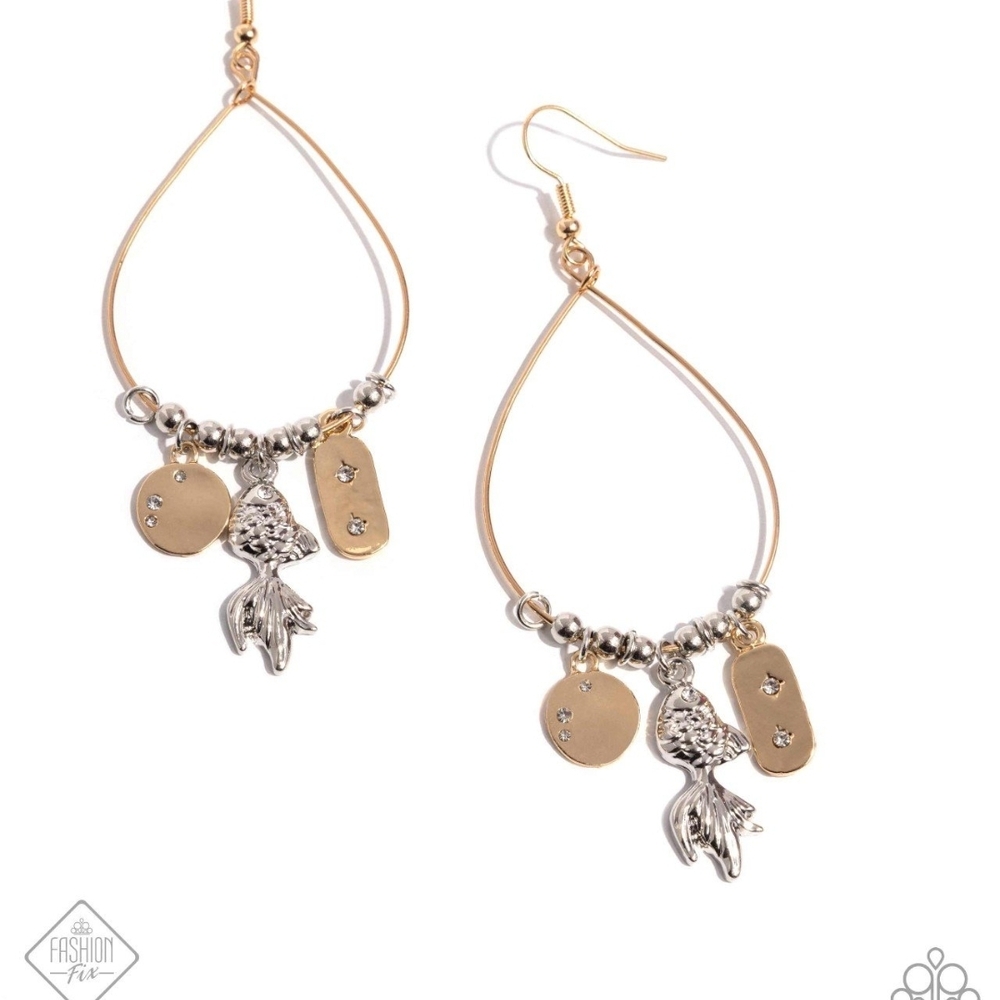Gold and Silver Dangle Earrings Lucky Lure Multi Teardrop Fashion Jewelry